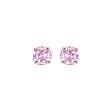 Carica l'immagine nel visualizzatore di Gallery, orecchini a punto luce con pietre rosa in metallo rodiato