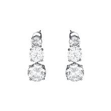 Carica l'immagine nel visualizzatore di Gallery, orecchini pendenti rodiati con cristalli di cubic zirconia bianchi