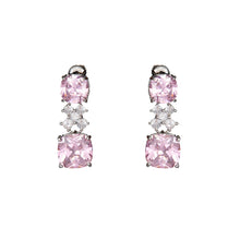 Carica l'immagine nel visualizzatore di Gallery, Orecchini con cristalli di cubic zirconia rosa e bianchi in metallo color argento