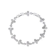 Carica l'immagine nel visualizzatore di Gallery, Bracciale a maglie con cristalli di cubic zirconia bianchi con metallo color argento