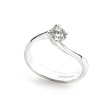 Carica l'immagine nel visualizzatore di Gallery, AAZ 073 Anello a Solitario Ambrosia Gioielli in Oro Bianco 18kt e Zircone Bianco
