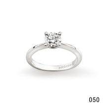 Carica l'immagine nel visualizzatore di Gallery, AAZ 079 Anello a Solitario Ambrosia Gioielli in Oro Bianco 18kt e Zircone Bianco