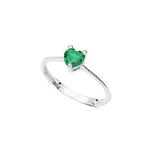 Carica l'immagine nel visualizzatore di Gallery, AAZ 094 Anello Donna Ambrosia Gioielli a forma di Cuore in Oro Bianco 18kt e Zircone Verde