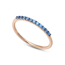 Carica l'immagine nel visualizzatore di Gallery, AAZ 117 Anello Veretta donna Ambrosia Gioielli in Oro Rosè 18kt e Zirconi Azzurri