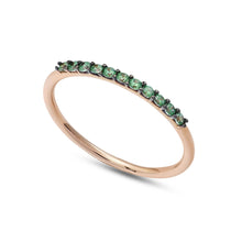 Carica l'immagine nel visualizzatore di Gallery, AAZ 118 Anello Veretta donna Ambrosia Gioielli in Oro Rosè 18kt e Zirconi Verdi