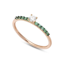 Carica l'immagine nel visualizzatore di Gallery, AAZ 122 Anello donna Ambrosia Gioielli in Oro Rosè 18kt e Zirconi Verdi e Bianco