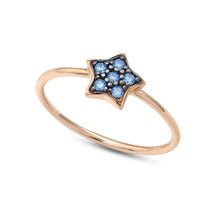 Carica l'immagine nel visualizzatore di Gallery, AAZ 129 Anello donna Ambrosia Gioielli a forma di stella in Oro Rosè 18kt e Zirconi Azzurri