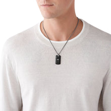 Carica l'immagine nel visualizzatore di Gallery, EGS2781060 EMPORIO ARMANI Gioielli - Collana da uomo con Piastrina in Acciaio brunito e Pelle