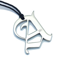 Carica l'immagine nel visualizzatore di Gallery, KRIS Collana con Pendente Lettera Gotica A in Acciaio e Cotone Cerato HGTLXX01