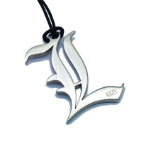 Carica l'immagine nel visualizzatore di Gallery, KRIS Collana con Pendente Lettera Gotica L in Acciaio e Cotone Cerato HGTLXX12