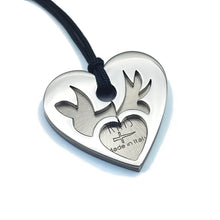 Carica l'immagine nel visualizzatore di Gallery, KRIS Collana con Pendente Cuore a piastrine di Acciaio e Cotone cerato HKRLXX05