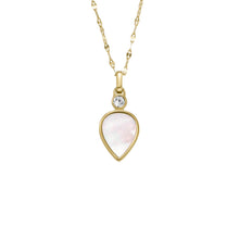 Carica l'immagine nel visualizzatore di Gallery, Fossil JF04248710 Collana Donna con pendente a goccia in Acciaio Dorato con madreperla bianca
