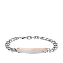 Carica l'immagine nel visualizzatore di Gallery, Fossil JF04395998 Bracciale Uomo in Acciaio a Catena con Piastrina - Classic jewelry