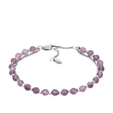 Carica l'immagine nel visualizzatore di Gallery, Fossil JF04685040 Bracciale Donna in Acciaio Multifilo Con Ametista Viola
