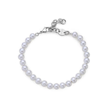 Carica l'immagine nel visualizzatore di Gallery, Bracciale di perle sintetiche bianche con chiusura in acciaio lucido color argento