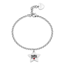 Carica l'immagine nel visualizzatore di Gallery, bracciale a catena in acciaio lucido con pendente a forma di STELLA con inciso la parola SISTER