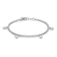 Carica l'immagine nel visualizzatore di Gallery, Bracciale con cristalli pendenti in acciaio lucido color argento