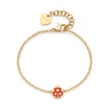 Carica l'immagine nel visualizzatore di Gallery, Bracciale in acciaio dorato con coccinella smaltata di rosso di s'agapò Click