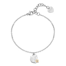 Carica l'immagine nel visualizzatore di Gallery, bracciale con pendente a forma di angelo con stella e pietra bianca in metallo bianco
