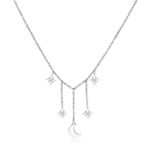 Carica l'immagine nel visualizzatore di Gallery, Collana con luna e stelle pendenti in acciaio e cristalli S'Agapò DROPLET SDP01
