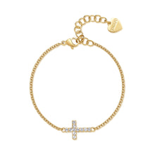 Carica l'immagine nel visualizzatore di Gallery, SDZ76 bracciale SAGAPò Dazzly in Acciaio PVD Oro con Centrale a forma di croce con cristalli