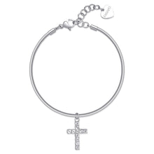 Carica l'immagine nel visualizzatore di Gallery, SDZ78 bracciale SAGAPò Dazzly in Acciaio con pendente a forma di croce con cristalli