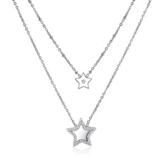 Carica l'immagine nel visualizzatore di Gallery, Collana a due fili con pendenti a forma di Stella in acciaio di e cristalli di S'Agapò ECHO SEH02
