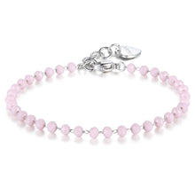 Carica l'immagine nel visualizzatore di Gallery, Bracciale con perline in vetro sfaccettato di colore rosa e acciaio di S’agapo Happy
