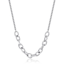 Carica l'immagine nel visualizzatore di Gallery, Collana girocollo con catena spiga e rolò lavorata al centro in Acciaio lucido di Sagapo linea CHUNKY