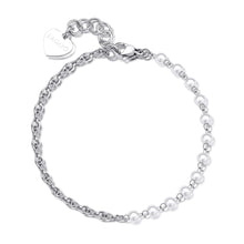 Carica l'immagine nel visualizzatore di Gallery, Bracciale S'Agapò CHUNKY in acciaio lucido con catena corda e perle di conchiglia SHK67