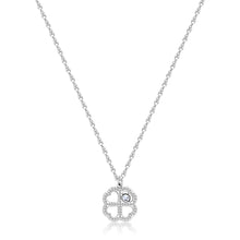 Carica l'immagine nel visualizzatore di Gallery, Collana con pendente a forma di quadrifoglio in Acciaio con cristallo bianco