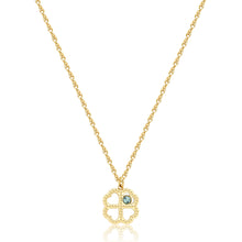 Carica l'immagine nel visualizzatore di Gallery, Collana con pendente a forma di quadrifoglio in Acciaio dorato con cristallo verde