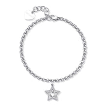 Carica l'immagine nel visualizzatore di Gallery, bracciale con pendente traforato a forma di stella in Acciaio con cristallo al centro