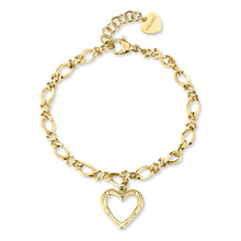 Carica l'immagine nel visualizzatore di Gallery, Bracciale In Acciaio Placcato Oro con pendente a forma di sagoma di cuore fluido