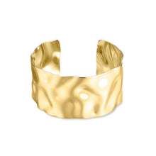 Carica l'immagine nel visualizzatore di Gallery, Bracciale rigido a fascia da Donna con decoro a drappo in acciaio placcato oro
