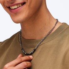 Carica l'immagine nel visualizzatore di Gallery, Collana in acciaio 316L con elementi in ematite e agata colorata di S'Agapò RIOT SRT02