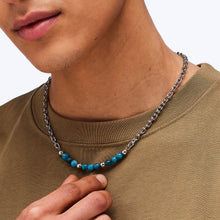 Carica l'immagine nel visualizzatore di Gallery, Collana in acciaio 316L con elementi in apatite celeste di S'Agapò RIOT SRT04