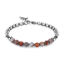 Carica l'immagine nel visualizzatore di Gallery, Bracciale a catena in acciaio lucido con elementi in diaspro imperiale turchese