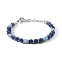 Carica l'immagine nel visualizzatore di Gallery, COMETE Uomo Acciaio UBR 1140 Bracciale a filo con perline di Agata Blu e Turchese - District