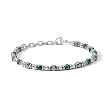 Carica l'immagine nel visualizzatore di Gallery, COMETE Uomo Acciaio UBR 1201 Bracciale a filo con Malachite verde ed Ematite - District