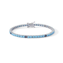 Carica l'immagine nel visualizzatore di Gallery, COMETE Uomo Bracciale Tennis da 3mm con Zirconi Turchese e Neri in Argento - UBR 1251 M19