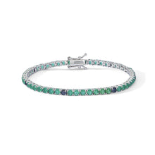 Carica l'immagine nel visualizzatore di Gallery, COMETE Uomo Bracciale Tennis da 3mm con Zirconi Verdi e Neri in Argento - UBR 1254 M19