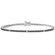 Carica l'immagine nel visualizzatore di Gallery, bracciale Tennis in argento con pietre nere e bianche da 2mm lungo 20cm