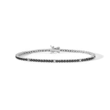 Carica l'immagine nel visualizzatore di Gallery, bracciale Tennis in argento con pietre nere e bianche da 2mm lungo 18cm