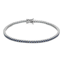 Carica l'immagine nel visualizzatore di Gallery, bracciale Tennis in Argento con pietre blu da 2mm di comete gioielli misura 20 cm