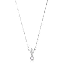 Carica l'immagine nel visualizzatore di Gallery, Collana sottile da donna con stella e punto luce pendente di cristallo bianco In acciaio Lucido color argento.