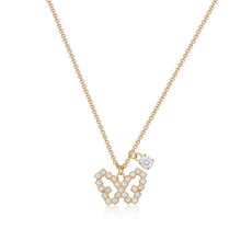 Carica l'immagine nel visualizzatore di Gallery, Collana con farfalla e punto luce con cristalli bianchi In acciaio Lucido placcato Oro 14Kt