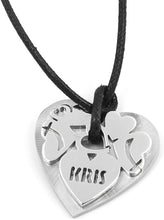 Carica l'immagine nel visualizzatore di Gallery, KRIS Collana con Pendente Cuore a piastrine di Acciaio e Cotone cerato HKRLXX06