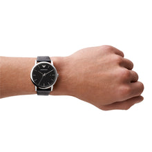 Carica l'immagine nel visualizzatore di Gallery, EMPORIO ARMANI AR2500 Luigi Orologio Uomo in Pelle Nero e Quadrante Nero