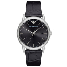 Carica l'immagine nel visualizzatore di Gallery, EMPORIO ARMANI AR2500 Luigi Orologio Uomo in Pelle Nero e Quadrante Nero